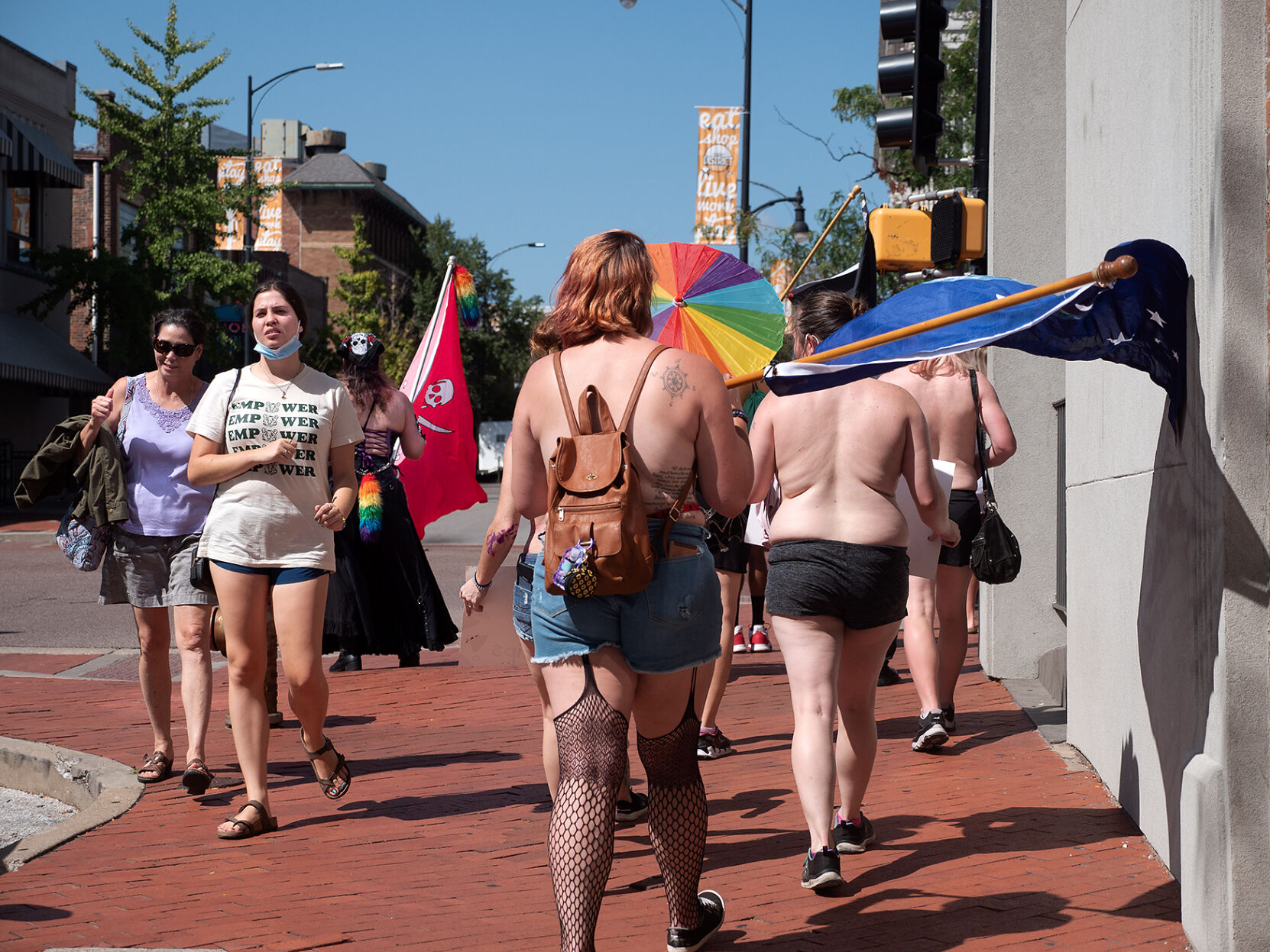 The group marches through the streets